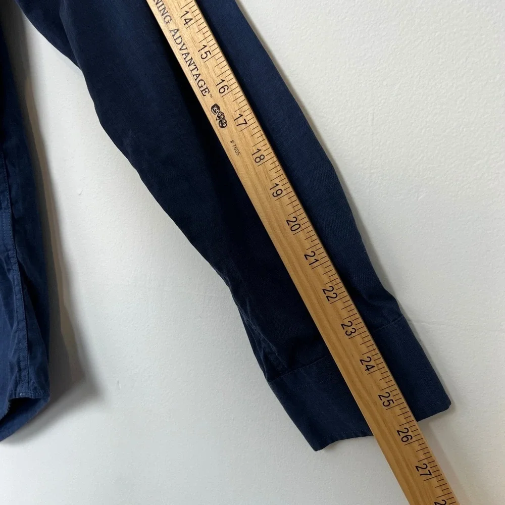 Banana Republic Luxe Stretch Poplin Grant Slim Fit Button Down Shirt Navy Mens M